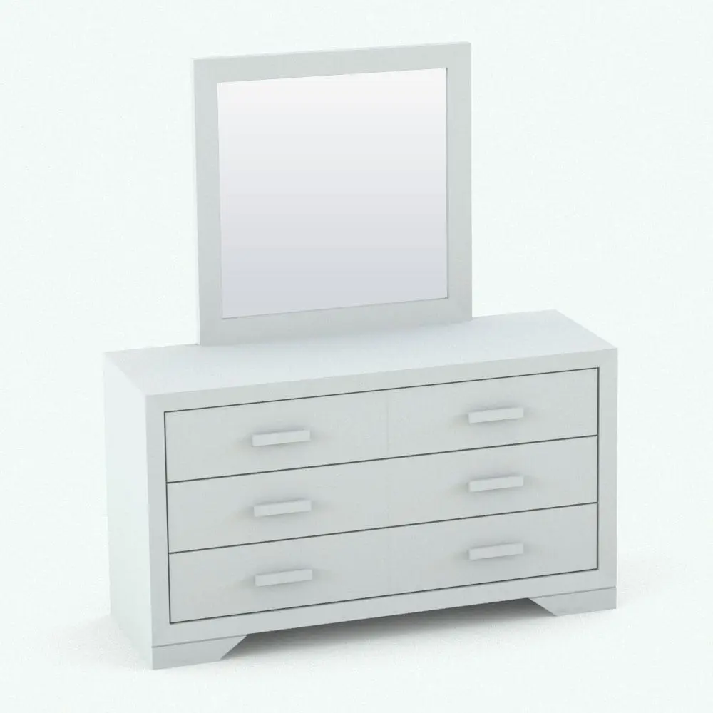 Revit Family / 3D Model - Dresser in the Rectangular Handles Bedroom Revit Furniture Set Revit dresser family in 3D and rendered in black and white (ambient occlusion style) to show the details and shapes better. This Revit family is fully parametric, easy to use and ready to render. Just load it into your project, load the textures (or use your own) and hit the render button for instant results. Ideal for modern interior design projects, this Revit dresser family will transform your spaces in just a few clicks.