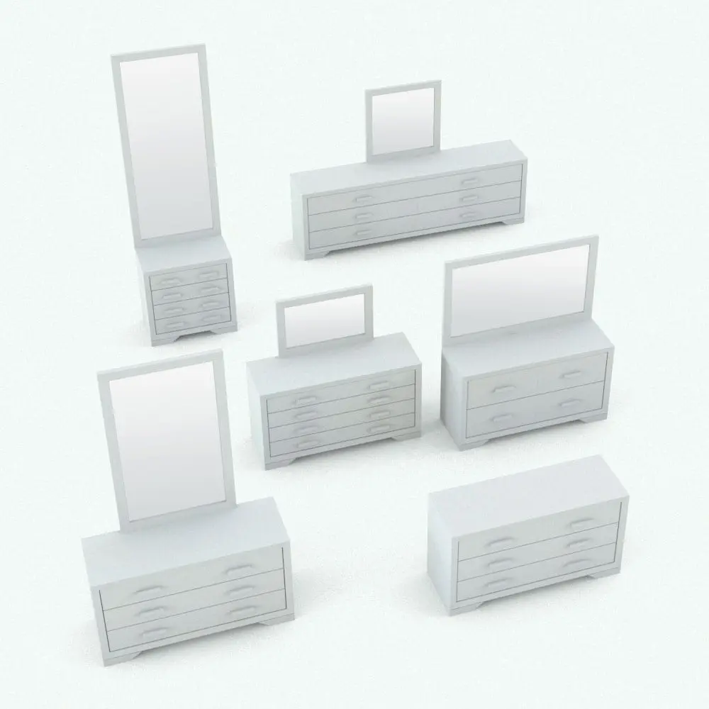 Revit Family / 3D Model - Rectangular Handles Bedroom Revit Furniture Set Dresser Variations Revit dresser family shown in different sizes and configurations to showcase its parametric flexibility. Ideal for modern and contemporary interior design projects, this Revit dresser family will make your spaces feel cozy, elegant and finished. Get it today and see for yourself.