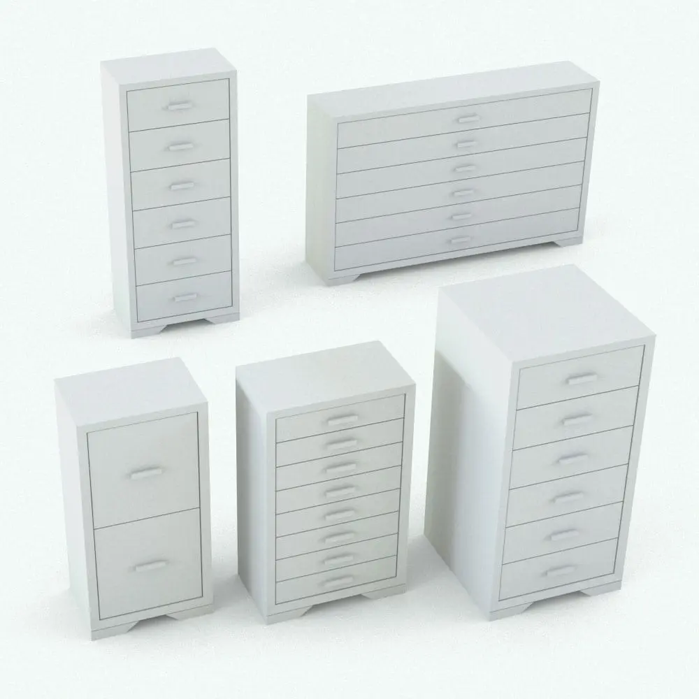 Revit Family / 3D Model - Rectangular Handles Bedroom Revit Furniture Set Chest With Drawers Variations Revit chest of drawers family shown in different sizes and configurations to showcase its parametric versatility. This Revit family allows you to change the overall dimensions (width, depth and height) as well as the number of drawers for full customization. .