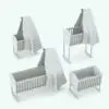 Rocking Cradle Revit Furniture Family in different sizes and configurations to showcase its parametric flexibility. Ideal for modern and traditional interior design settings, this baby cradle will make your renders 