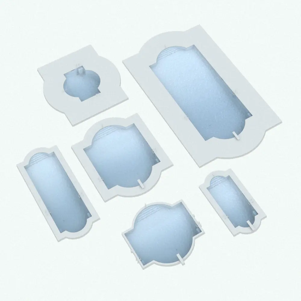 Revit Family / 3D Model - Roman Swimming Pool Revit Family Variations Roman Swimming Pool Revit Family shown in different sizes and configurations to showcase its parametric versatility. This Revit family will allow you to change the overall dimensions, the width of the frame, the visibility of the additional elements, the materials and much more. Don't wait any longer and add this Roman Swimming Pool Revit Family to your cart today.