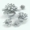 African Violet Revit Plant Family shown in different sizes and configurations to showcase its parametric versatility. As depicted in this image, this Revit plant allows you not only to change its size, but also to turn on/off the plant/pot so you can have more options to use it. Whether you use the plant on its own or pair it with a different pot, you will have all the necessary flexibility to create your own looks.