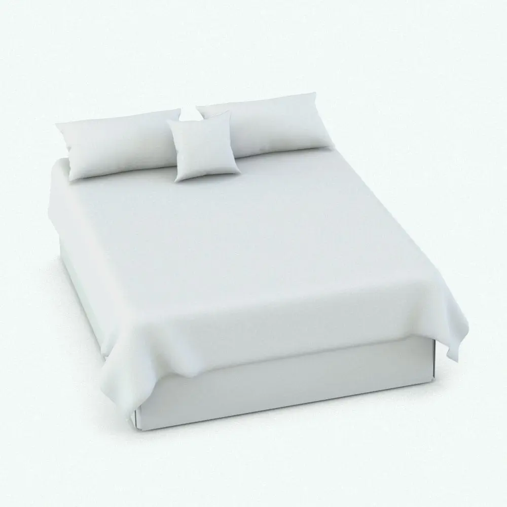 Revit Family / 3D Model - Minimalistic Simple Revit Bed Family Perspective Minimalistic Simple Revit Bed Family in 3D and rendered in black and white (ambient occlusion style) to show the shapes better. This Revit family is fully parametric, easy to use and ready to render. Just load it into your project, select the textures (or use the provided ones) and hit the render button for instant results. Don't wait any longer and add this Minimalistic Simple Revit Bed Family to your cart today.
