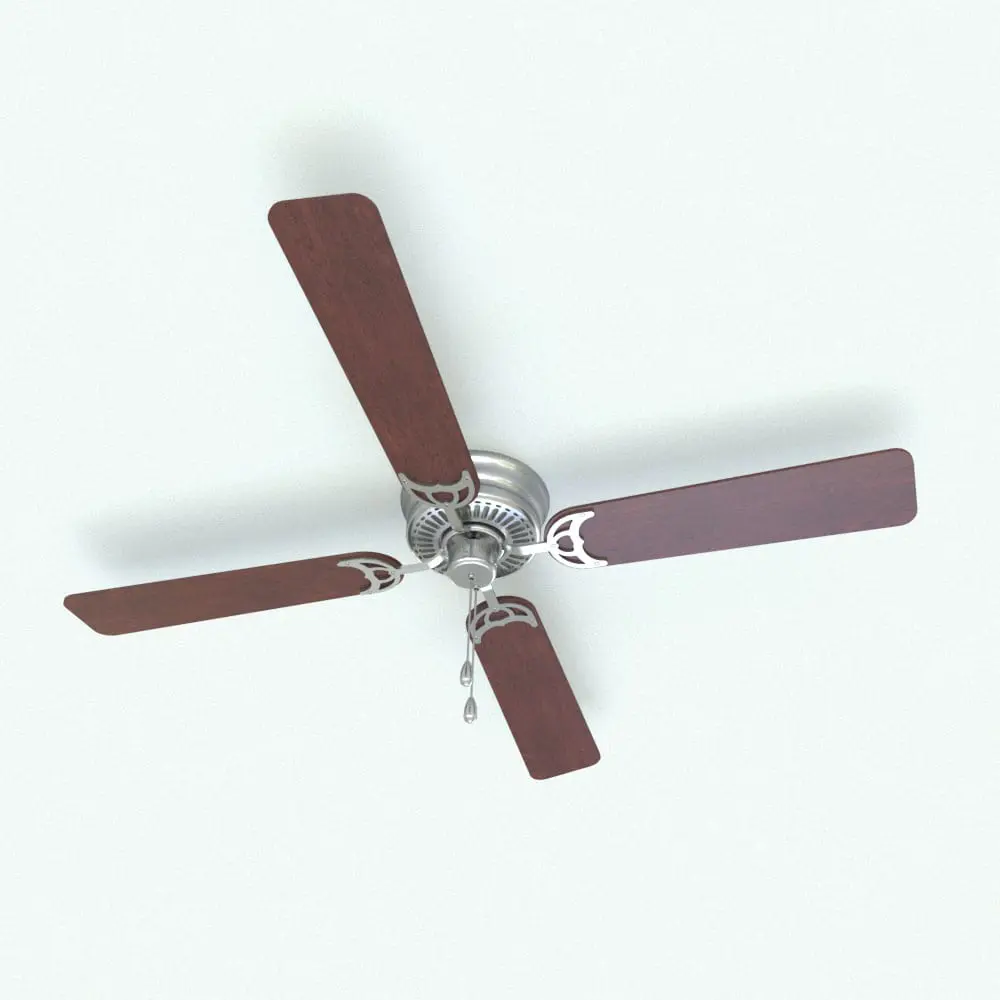 Revit Family / 3D Model - Simple Ceiling Fan Revit Family Rendered in Revit Simple Ceiling Fan Revit Family in 3D and rendered with cherry wood blades and silver housing and chain details. Ideal for living rooms, bedrooms, outdoor settings, hotel designs and more, this fully parametric and easy to use ceiling fan Revit family will make your spaces look finished and complete. Get it today and see for yourself.