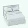 Revit bed family in a different 3D view to see all the parts better. Ideal for bedrooms, hotel rooms or showrooms, this fully dressed Revit bed family will streamline your workflow and make your renders look finished.