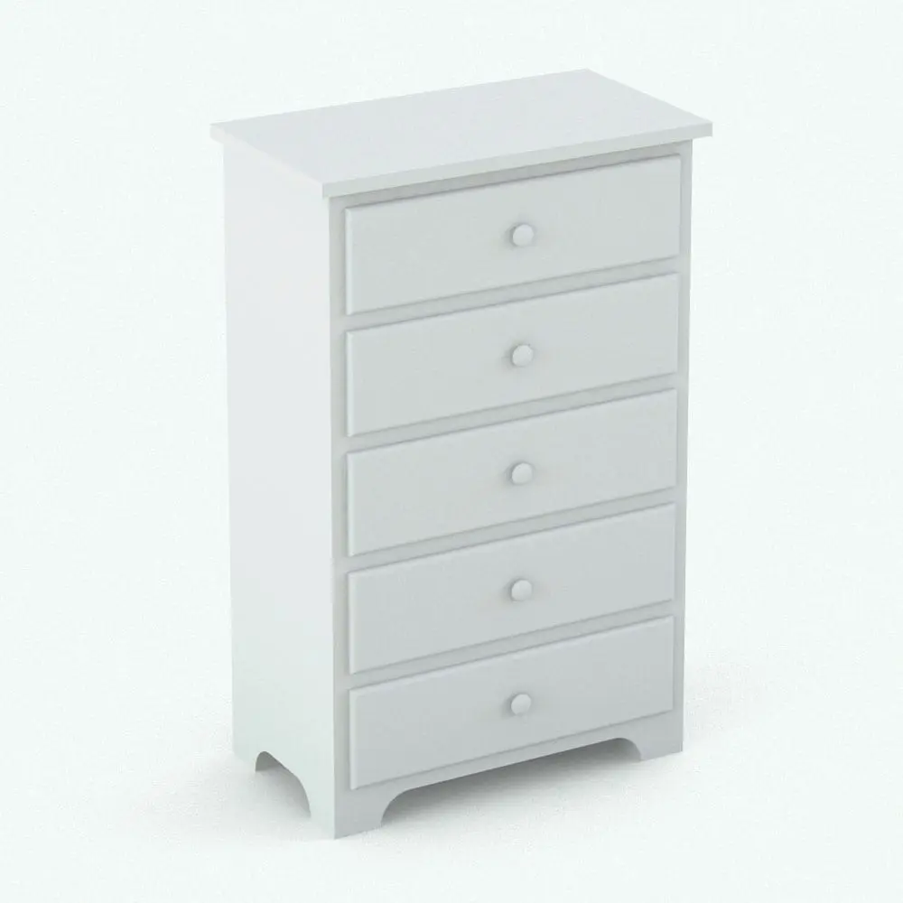 Revit Family / 3D Model - Chest With Drawers in this Circular Knobs Bedroom Revit Furniture Set Revit chest of drawers in 3D and rendered without any materials to show the shapes better. This Revit family is fully parametric, easy to use and ready to render.