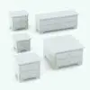 Night stand Revit family shown in different sizes and configurations. This Revit family allows you to change the overall dimensions (width, depth and height) so you can perfectly fit it to your spaces. Ideal for modern interiors, this night stand, which is part of the Circular Knobs Bedroom Revit Furniture Set will transform your spaces in just a few clicks.