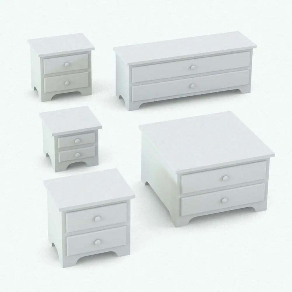 Revit Family / 3D Model - Circular Knobs Bedroom Revit Furniture Set Night Stand Variations Night stand Revit family shown in different sizes and configurations. This Revit family allows you to change the overall dimensions (width, depth and height) so you can perfectly fit it to your spaces. Ideal for modern interiors, this night stand, which is part of the Circular Knobs Bedroom Revit Furniture Set will transform your spaces in just a few clicks.