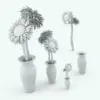Sunflower Revit Flowers Family in different sizes and configurations to showcase its parametric flexibility. As shown on the image, this Revit plant allows you not only to change the size of it, but also to turn on/off the plant and vase in case you want to use a different vase for the sunflowers or different Revit flowers on this vase. This allows for full flexibility and versatility of our Revit plants.