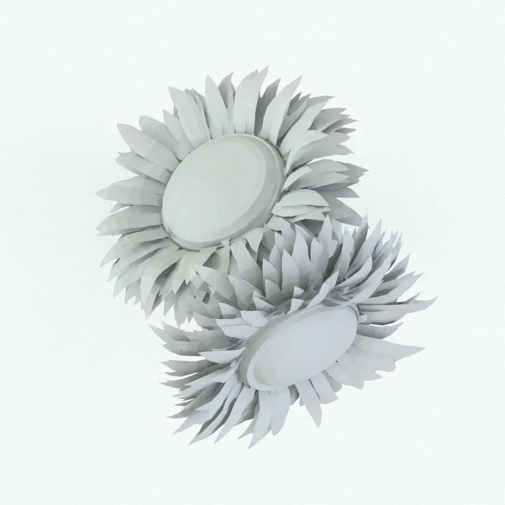 Revit Family / 3D Model - Sunflower Revit Flowers Family Top View Sunflower Revit Flowers Family in top view and rendered without any materials or colors to showcase the details and shapes. Ideal for tabletop decorations, bookshelves, side tables,, office desks and more, these Revit flowers will make your spaces and 3D renderings look alive. Get them today and see for yourself.