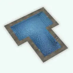 T-Shape Swimming Pool Revit Family in 3D and rendered with a gray/brown stone frame and bright blue water. This Revit family is fully parametric, easy to use and ready to render. Just load it into your project, load the provided textures (or use your own for added customization) and hit the render button for instant results. Don't wait any longer and add this T-Shape Swimming Pool Revit Family to your cart today.