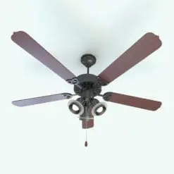 Traditional Elegant Ceiling Fan Revit Family in 3D and rendered with a cherry wood finish for the blades and dark metallic housing and accents for contrast. Ideal for living rooms, bedrooms, offices, hospitality spaces and much more, this fully parametric and easy to use ceiling fan Revit family will transform you spaces in just a few clicks.