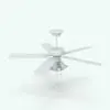 Traditional Refined Ceiling Fan Revit Family in a different 3D view to show all the different parts and details of this Revit family. Ideal for living rooms, bedrooms, offices, hotels and other spaces, this fully parametric and easy to use Revit ceiling fan will elevate your projects and 3D renderings to new heights in just a few clicks.