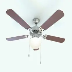 Traditional Ceiling Fan Revit Family in 3D and rendered with a cherry colored wood for the blades and metallic accents and housing. Ideal for living rooms, bedrooms, offices, hotels and many more types of spaces, this realistic and fully parametric ceiling fan Revit family will make your space stand out in just a few clicks.