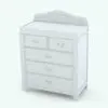 Changing station with drawers Revit family rendered in black and white (ambient occlusion style).