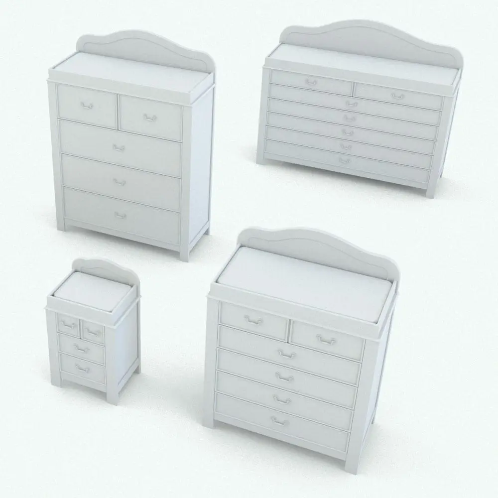 Revit Family / 3D Model - Traditional Nursery Revit Furniture Set With Curves Changing Station Variations Changing station Revit family. This family includes configurable dimensions, drawers and materials so you can fit them to your projects in just a few clicks. Don't wait any longer and add this family, which is part of the Traditional Nursery Revit Furniture Set to your cart today.