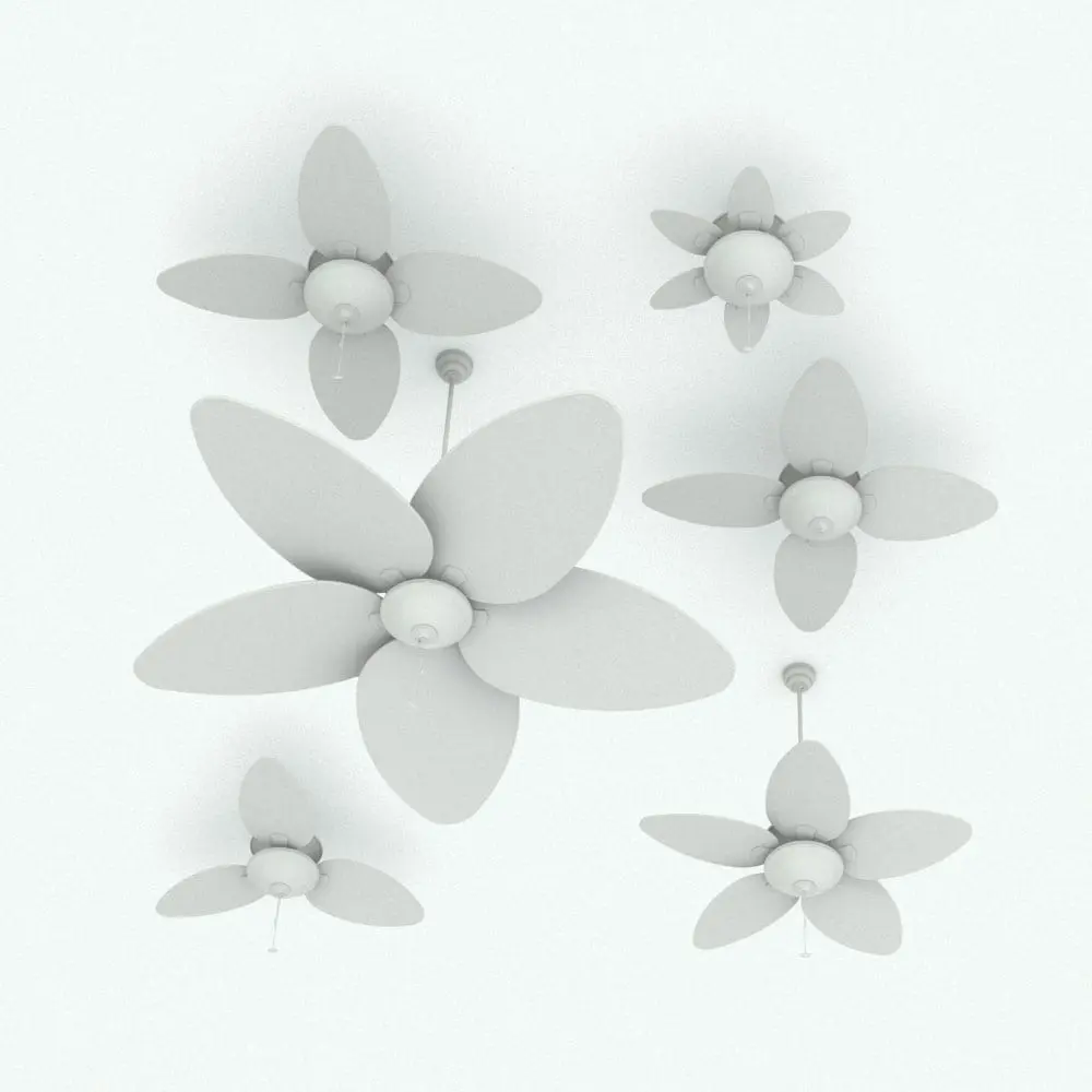 Revit Family / 3D Model - Lighted Tropical Ceiling Fan Revit Family Variations Lighted Tropical Ceiling Fan Revit Family shown in different sizes and configurations to showcase its parametric flexibility. Ideal for adding a touch of warmth to your tropical designs, this realistic-looking Revit ceiling fan will elevate your renders to new heights in just a few clicks.
