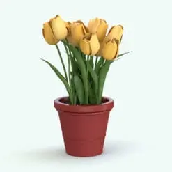 Tulips Revit Flowers Family in 3D rendered in a yellow color with a red pot. Ideal for interior or exterior design projects, this and all our Revit flowers and plants are created with a hybrid technology that allows they to look realistic in any setting. Additionally, all our Revit plants include 3D Max, AutoCAD and FBX version so you can use them in different platforms.