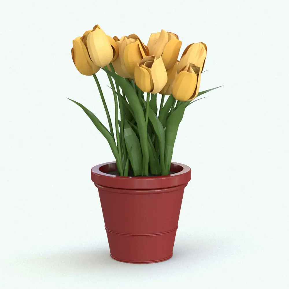 Revit Family / 3D Model - Tulips Revit Flowers Family Rendered in Revit Tulips Revit Flowers Family in 3D rendered in a yellow color with a red pot. Ideal for interior or exterior design projects, this and all our Revit flowers and plants are created with a hybrid technology that allows they to look realistic in any setting. Additionally, all our Revit plants include 3D Max, AutoCAD and FBX version so you can use them in different platforms.