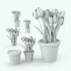 Tulips Revit Flowers Family in different sizes and configurations to showcase its parametric flexibility. The flowers and the pot, as seen on this image, can be turned on/off independently. This way you can mix and match pots/plants from other Revit plants from our catalog.