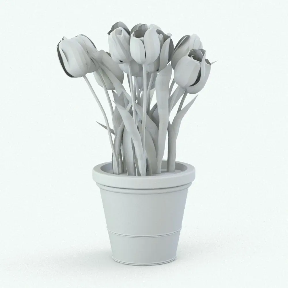 Revit Family / 3D Model - Tulips Revit Flowers Family Perspective Tulips Revit Flowers Family in 3D and rendered in black and white (ambient occlusion style) to showcase the details better. Ideal for adding a touch of charm and livability to your projects, this Revit flowers family will transform your spaces in just a few clicks. Get it today and see for yourself.