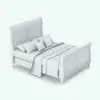 Revit bed family in 3D and rendered without any materials. This Revit family was created using a hybrid approach, where the fabric-like elements (pillows, shams, cushions, throws) were created in external programs to make them look realistic not just in terms of shape, but also in terms of materials. Any material you add to this Revit bed family will wrap around naturally around the folds and creases, making this Revit bed ultra-realistic.