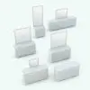 Revit dresser family shown in different sizes and configurations to showcase its parametric flexibility. Use it on its own or as part of the Revit furniture set to make a statement in your renders.