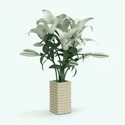 White Lilies Revit Flowers Family in 3D and rendered with a beige vase. Ideal for interior or exterior design projects, this and all our Revit flowers and plants are created with a hybrid technology that allows they to look realistic in any setting. Additionally, all our Revit plants include 3D Max, AutoCAD and FBX version so you can use them in different platforms.