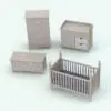 X-Shapes Nursery Revit Furniture Set in 3D and rendered with a light colored wood texture and dark textile accents. All 4 pieces in this Revit furniture set are fully parametric, easy to use and render ready. Whether you use them individually or as a set, each piece will bring livability and charm to your Revit projects. Don't let this opportunity go by and add this Revit furniture set to your personal assets today.