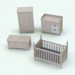X-Shapes Nursery Revit Furniture Set in 3D and rendered with a light colored wood texture and dark textile accents. All 4 pieces in this Revit furniture set are fully parametric, easy to use and render ready. Whether you use them individually or as a set, each piece will bring livability and charm to your Revit projects. Don't let this opportunity go by and add this Revit furniture set to your personal assets today.
