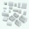 X-Shapes Nursery Revit Furniture Set shown in different sizes and configurations to showcase its parametric flexibility. Whether you use them individually or in tandem, these Revit families will transform your spaces in just a few clicks. Additionally, the chest of drawers and the toy trunk can be used in other spaces in your projects. Get this X-Shapes Nursery Revit Furniture Set today and become part of the Blackbee3D family.