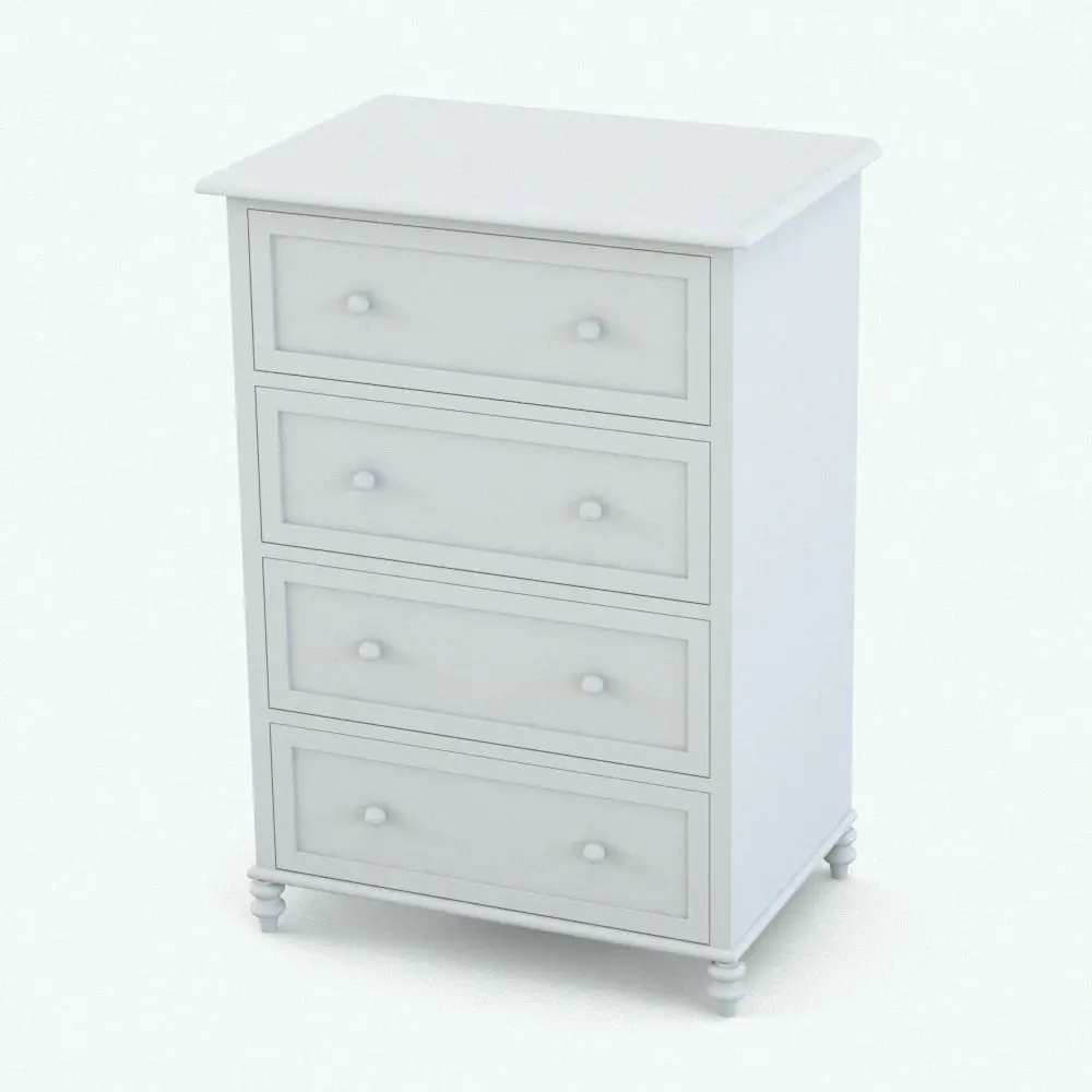 Revit Family / 3D Model - X-Shapes Nursery Set Chest With Drawers Dresser Revit family in 3D and rendered without any materials to show the details better. Ideal for bedrooms, kids rooms and even offices, this dresser Revit family will transform your spaces and make them look finished and alive in just a few clicks. Get it now and see for yourself.