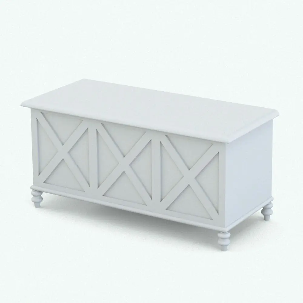 Revit Family / 3D Model - X-Shapes Nursery Set Toy Trunk Toy trunk Revit furniture family in 3D and rendered in black and white (ambient occlusion style) to show the shapes better. This Revit family can also be used as a coffee table, a side table or a bench making it quite versatile. Don't wait any longer and get this family, which is part of the X-Shapes Nursery Revit Furniture Set today.