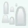 Arch Wall Revit Mirror Family shown in different sizes and configurations to showcase its parametric flexibility. Whether you need a complement to your renders or a focal point in your project, this fully parametric and easy to use Revit mirror family will transform your spaces in just a few clicks.