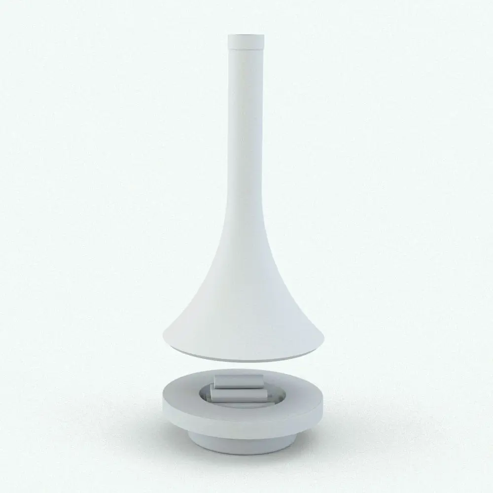 Revit Family / 3D Model - Curved Conical Revit Fireplace Family Perspective Curved Conical Revit Fireplace Family in 3D and rendered in black and white (ambient occlusion style) to showcase the shape better. This Revit family is fully parametric, easy to use and ready to render. Whether you need a background element in your render or a focal point, this Revit fireplace will certainly achieve both goals.