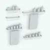Metal Towel Revit Shelf Family shown in different sizes and configurations to showcase its parametric flexibility. As seen on this image, all the bottles and the towel can be turned on/off so you can create different arrangements and looks for this Revit shelf family. Ideal for modern and contemporary interior design bathrooms, this fully parametric and easy to use Metal Towel Revit Shelf Family will transform your spaces in just a few clicks.