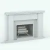 Two-Toned Modern Revit Fireplace Family in 3D and rendered in black and white (ambient occlusion style) to showcase the details better. This image shows the log grate family as well, which give it a more realistic feel to it. Ideal for classic to modern interior design projects, this Revit fireplace family will elevate your renders to new heights.