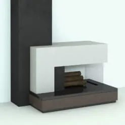 Modern Side Exhaust Revit Fireplace Family in 3D and rendered in black and white paint finish and a wooden heart. Ideal for modern and contemporary interior design projects, this fully parametric Revit fireplace family will complement your renders to make them look cozy, elegant and finished. Get it today and see for yourself.
