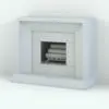 Modern Stone Revit Fireplace Family in 3D and rendered in black and white (ambient occlusion style) to show the shapes and details better. This Revit family includes a log grate (seen in this image) for added realism. Whether you need a focal point in your renders or just a complement to your projects, this realistic-looking Revit fireplace family will serve both purposes. Get it today and see for yourself.