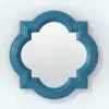 Quatrefoil Molding Revit Mirror Family in 3D and rendered in a teal colored wood finish. Ideal for living rooms, bedrooms, offices, hotels and many more spaces, this fully parametric and easy to use Revit mirror family will transform your spaces in just a few clicks.