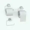 Circular Revit Toilet Paper Holder shown in different configurations. Whether you need a new toilet roll, a used one or just the holder, this Revit family has you covered. Whether you are working on residential, commercial or hospitality projects, this Revit toilet paper holder will elevate your renders in just a few clicks.