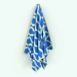 Towel Revit Family With Hook in 3D and rendered in a stainless steel finish and a towel with a patterned material. Ideal for adding a touch of warmth, coziness and livability to your projects, this towel Revit family will elevate your renders to new heights in just a few clicks.