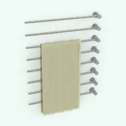 Towel Revit Radiator Family in 3D and rendered in a stainless steel finish with a tan colored towel. This Revit family is fully parametric, easy to use and ready to render. Just load it into your project, select the materials (or use the provided ones) and hit the render button for instant results. Ideal for any style of interior design, this Revit radiator family will make your spaces look finished.