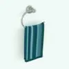 Hand Towel Revit Holder Ring Wall Mounted in 3D and rendered in a stainless steel finish with a blue/teal stripped hand towel. This Revit family is fully parametric, easy to use and ready to render. Whether you need a complement to your bathroom render or a focal point, this towel Revit holder will certainly stand out on its own.