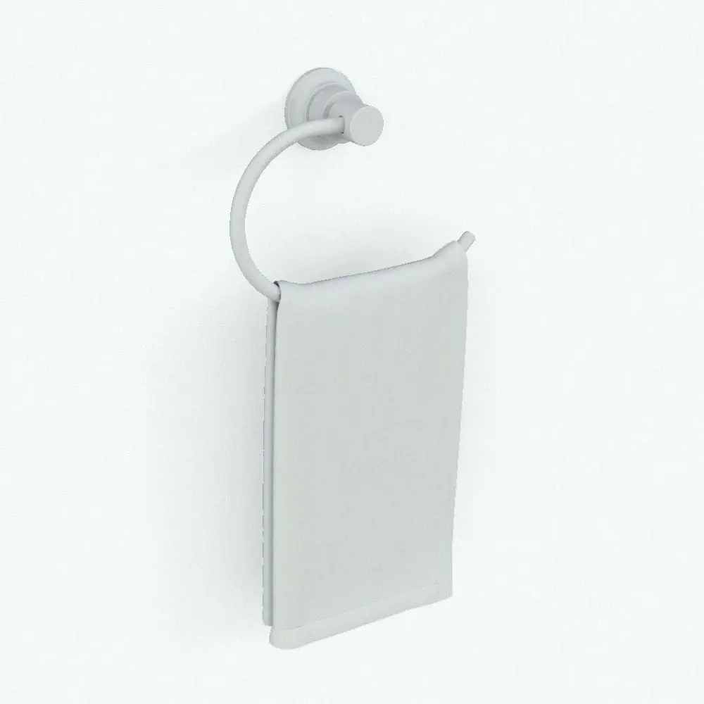 Revit Family / 3D Model - Hand Towel Revit Holder Ring Wall Mounted Perspective Hand Towel Revit Holder Ring Wall Mounted in 3D and rendered in black and white (ambient occlusion style) to show the shapes and details better. This Revit family comes with preconfigured materials so you can just load it into your project, load the textures and hit the render button. Get it today and see how this towel Revit holder transform your spaces in just a few clicks.