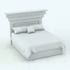 Revit Bed Family With Classic Headboard in 3D and rendered in black and white (ambient occlusion style) to show the details better. With a highly detailed headboard, this Revit bed family will make your renders look photoreal and livable. Ideal for residential, commercial or hospitality settings, this fully parametric Revit bed family will transform your spaces in just a few clicks.