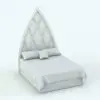 Gothic Headboard Revit Bed Family in 3D and rendered in black and white (ambient occlusion style) to show the details and shapes better. Ideal for residential, commercial and hospitality settings, this fully parametric Revit bed family will elevate your renders to new heights.