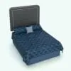 Revit Bed Family With Contemporary Headboard rendered in a blue-gray color palette. This Revit bed family was created with a hybrid technology to ensure that all the fabric-like objects not only look realistic, but also display the textures correctly. Regardless of the texture you apply to them (pillows, cushion or comforter), it will naturally wrap around it to make it look photoreal. Don't wait any longer and add this Revit Bed Family With Contemporary Headboard to your cart today.