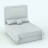 Revit Bed Family With Contemporary Headboard in 3D and rendered in black and white (ambient occlusion style) to show the details and shapes better. This Revit family will seamlessly blend into any project thanks to its parametric options. Besides changing the dimensions, you will also be able to change the materials, so you can blend it perfectly with your color palette. Ideal for modern interiors, this Revit bed family will take your renders to the next level in just a few clicks.