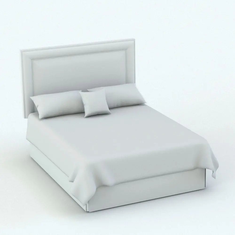 Revit Family / 3D Model - Revit Bed Family With Modern Headboard Perspective Revit Bed Family With Modern Headboard in 3D and rendered in black and white (ambient occlusion style) to showcase the details and shapes better. This Revit bed family is fully parametric, easy to use and ready to render. Just load it into your project, load the provided textures (or use your own) and hit the render button for instant results. Don't let this opportunity go by and add this Revit bed family to your personal assets today.